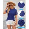 imageBlooming Jelly Womens Dressy Casual Blouses Business Work Tops Short Sleeve Waffle Knit Shirts 2025 Summer OutfitsRoyal Blue