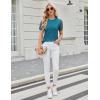 imageBlooming Jelly Womens Dressy Casual Blouses Business Work Tops Short Sleeve Waffle Knit Shirts 2025 Summer OutfitsTeal