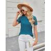 imageBlooming Jelly Womens Dressy Casual Blouses Business Work Tops Short Sleeve Waffle Knit Shirts 2025 Summer OutfitsTeal