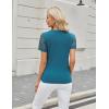 imageBlooming Jelly Womens Dressy Casual Blouses Business Work Tops Short Sleeve Waffle Knit Shirts 2025 Summer OutfitsTeal
