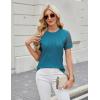 imageBlooming Jelly Womens Dressy Casual Blouses Business Work Tops Short Sleeve Waffle Knit Shirts 2025 Summer OutfitsTeal