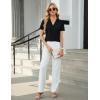 imageBlooming Jelly Womens Dressy Casual Blouses Short Sleeve V Neck Business Tops Summer Ladies Trendy Boho Office Work ShirtsBlack
