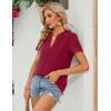 imageBlooming Jelly Womens Dressy Casual Blouses Short Sleeve V Neck Business Tops Summer Ladies Trendy Boho Office Work ShirtsCrimson