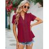 imageBlooming Jelly Womens Dressy Casual Blouses Short Sleeve V Neck Business Tops Summer Ladies Trendy Boho Office Work ShirtsCrimson