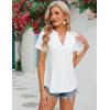 imageBlooming Jelly Womens Dressy Casual Blouses Short Sleeve V Neck Business Tops Summer Ladies Trendy Boho Office Work ShirtsIvory White