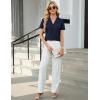 imageBlooming Jelly Womens Dressy Casual Blouses Short Sleeve V Neck Business Tops Summer Ladies Trendy Boho Office Work ShirtsNavy Blue