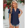 imageBlooming Jelly Womens Dressy Casual Blouses Short Sleeve V Neck Business Tops Summer Ladies Trendy Boho Office Work ShirtsNavy Blue