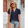 imageBlooming Jelly Womens Dressy Casual Blouses Short Sleeve V Neck Business Tops Summer Ladies Trendy Boho Office Work ShirtsNavy Blue