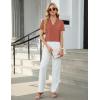 imageBlooming Jelly Womens Dressy Casual Blouses Short Sleeve V Neck Business Tops Summer Ladies Trendy Boho Office Work ShirtsRust