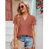 imageBlooming Jelly Womens Dressy Casual Blouses Short Sleeve V Neck Business Tops Summer Ladies Trendy Boho Office Work ShirtsRust