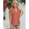 imageBlooming Jelly Womens Dressy Casual Blouses Short Sleeve V Neck Business Tops Summer Ladies Trendy Boho Office Work ShirtsRust