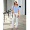 imageBlooming Jelly Womens Dressy Casual Blouses Short Sleeve V Neck Business Tops Summer Ladies Trendy Boho Office Work ShirtsSky Blue