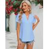 imageBlooming Jelly Womens Dressy Casual Blouses Short Sleeve V Neck Business Tops Summer Ladies Trendy Boho Office Work ShirtsSky Blue