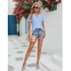 imageBlooming Jelly Womens Dressy Casual Blouses Short Sleeve V Neck Business Tops Summer Ladies Trendy Boho Office Work ShirtsSky Blue