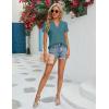 imageBlooming Jelly Womens Dressy Casual Blouses Short Sleeve V Neck Business Tops Summer Ladies Trendy Boho Office Work ShirtsTurquoise