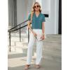 imageBlooming Jelly Womens Dressy Casual Blouses Short Sleeve V Neck Business Tops Summer Ladies Trendy Boho Office Work ShirtsTurquoise