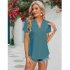 imageBlooming Jelly Womens Dressy Casual Blouses Short Sleeve V Neck Business Tops Summer Ladies Trendy Boho Office Work ShirtsTurquoise