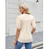 imageBlooming Jelly Womens Dressy Casual Tops Puff Sleeve Work Blouses Pleated V Neck T ShirtsBeige