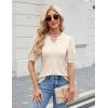 imageBlooming Jelly Womens Dressy Casual Tops Puff Sleeve Work Blouses Pleated V Neck T ShirtsBeige