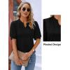 imageBlooming Jelly Womens Dressy Casual Tops Puff Sleeve Work Blouses Pleated V Neck T ShirtsBlack
