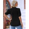 imageBlooming Jelly Womens Dressy Casual Tops Puff Sleeve Work Blouses Pleated V Neck T ShirtsBlack