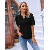 imageBlooming Jelly Womens Dressy Casual Tops Puff Sleeve Work Blouses Pleated V Neck T ShirtsBlack