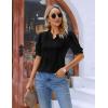 imageBlooming Jelly Womens Dressy Casual Tops Puff Sleeve Work Blouses Pleated V Neck T ShirtsBlack