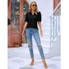 imageBlooming Jelly Womens Dressy Casual Tops Puff Sleeve Work Blouses Pleated V Neck T ShirtsBlack