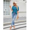 imageBlooming Jelly Womens Dressy Casual Tops Puff Sleeve Work Blouses Pleated V Neck T ShirtsBlue Green