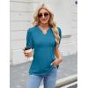 imageBlooming Jelly Womens Dressy Casual Tops Puff Sleeve Work Blouses Pleated V Neck T ShirtsBlue Green