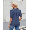 imageBlooming Jelly Womens Dressy Casual Tops Puff Sleeve Work Blouses Pleated V Neck T ShirtsDark Blue