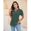 imageBlooming Jelly Womens Dressy Casual Tops Puff Sleeve Work Blouses Pleated V Neck T ShirtsGreen