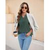 imageBlooming Jelly Womens Dressy Casual Tops Puff Sleeve Work Blouses Pleated V Neck T ShirtsGreen