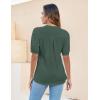 imageBlooming Jelly Womens Dressy Casual Tops Puff Sleeve Work Blouses Pleated V Neck T ShirtsGreen