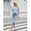 imageBlooming Jelly Womens Dressy Casual Tops Puff Sleeve Work Blouses Pleated V Neck T ShirtsLight Blue