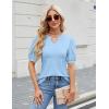 imageBlooming Jelly Womens Dressy Casual Tops Puff Sleeve Work Blouses Pleated V Neck T ShirtsLight Blue