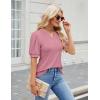 imageBlooming Jelly Womens Dressy Casual Tops Puff Sleeve Work Blouses Pleated V Neck T ShirtsPink