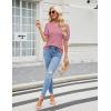 imageBlooming Jelly Womens Dressy Casual Tops Puff Sleeve Work Blouses Pleated V Neck T ShirtsPink
