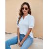 imageBlooming Jelly Womens Dressy Casual Tops Puff Sleeve Work Blouses Pleated V Neck T ShirtsPleated White