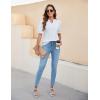 imageBlooming Jelly Womens Dressy Casual Tops Puff Sleeve Work Blouses Pleated V Neck T ShirtsPleated White