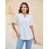 imageBlooming Jelly Womens Dressy Casual Tops Puff Sleeve Work Blouses Pleated V Neck T ShirtsPleated White