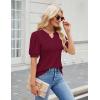 imageBlooming Jelly Womens Dressy Casual Tops Puff Sleeve Work Blouses Pleated V Neck T ShirtsWine Red