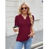 imageBlooming Jelly Womens Dressy Casual Tops Puff Sleeve Work Blouses Pleated V Neck T ShirtsWine Red