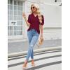 imageBlooming Jelly Womens Dressy Casual Tops Puff Sleeve Work Blouses Pleated V Neck T ShirtsWine Red