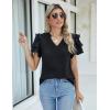 imageBlooming Jelly Womens Dressy Casual Tops Summer V Neck Short Sleeve Blouse Business Work T Shirts with PocketBlack024