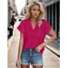 imageBlooming Jelly Womens Dressy Casual Tops Summer V Neck Short Sleeve Blouse Business Work T Shirts with PocketMegenta