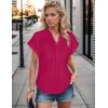 imageBlooming Jelly Womens Dressy Casual Tops Summer V Neck Short Sleeve Blouse Business Work T Shirts with PocketMegenta