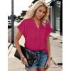 imageBlooming Jelly Womens Dressy Casual Tops Summer V Neck Short Sleeve Blouse Business Work T Shirts with PocketMegenta