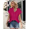 imageBlooming Jelly Womens Dressy Casual Tops Summer V Neck Short Sleeve Blouse Business Work T Shirts with PocketMegenta
