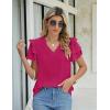 imageBlooming Jelly Womens Dressy Casual Tops Summer V Neck Short Sleeve Blouse Business Work T Shirts with PocketMegenta024